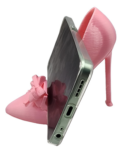 Soporte Celular Visionara Zapatilla Tacon Escritorio Rosa