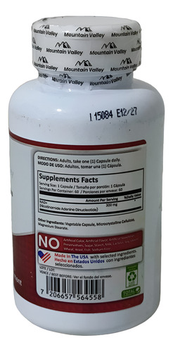 Nad + Nicotinamide Adenine Dinucleotide 300mg Moutain Valley