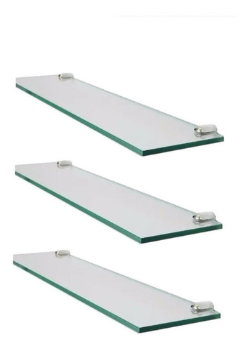 Tres Estantes Repisa De Vidrio 5mm De 60x10 Con Soportes