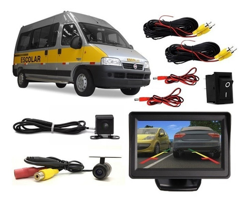 Kit Monitor 2 Cam Ré E Frontal Escolar Boxer Sprinter Ducato