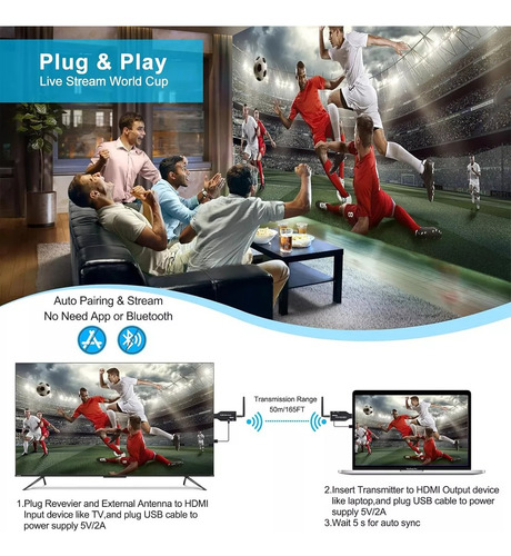 Extensor Hdmi Inalámbrico 50 M 1 Transmisor Y 3 Receptores
