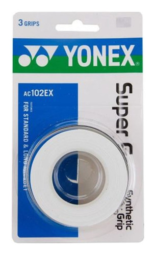 Overgrip Super Grap Ac102 de Yonex, 3 unidades, color blanco