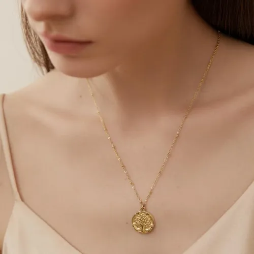 Árbol De La Vida Collar Colgante Moneda De Oro, ...