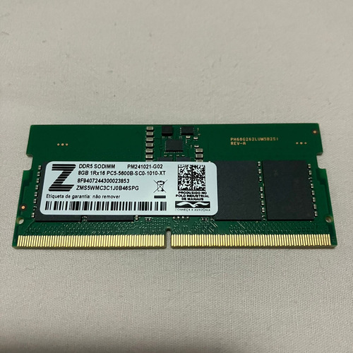 Memória Ddr5 8gb 5600mhz Notebook (Usado)