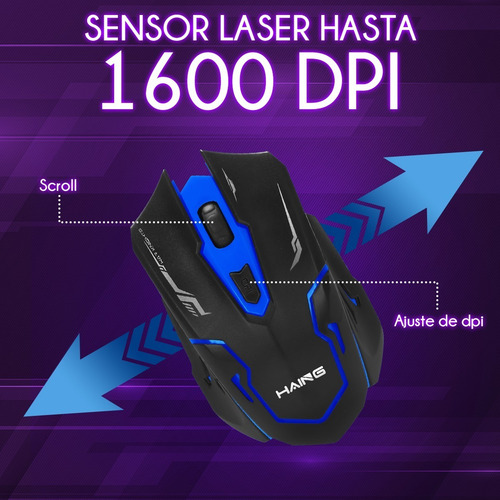 Imagen 8 de 10 de Kit Mouse Y Teclado Inalambrico Gamer 1600dpi Pc Laptop Usb