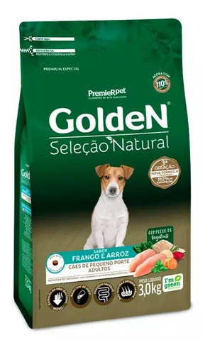 Golden Ração P/ Cães Adulto Pequeno Sel. Natural Frango 3kg