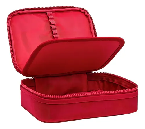 Estuche cuadrado Tilibra para 100 bolígrafos escolares Académie, color cereza cereza