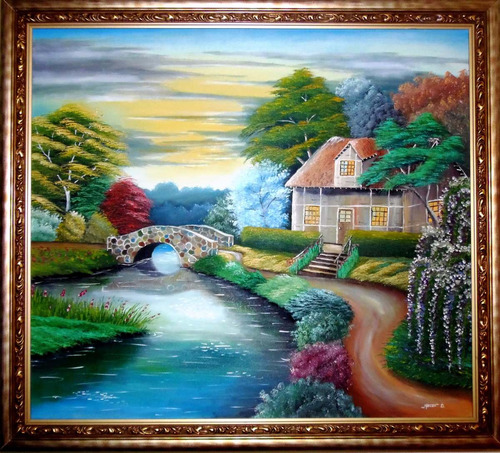 Quadro Pintura A Óleo Paisagem Decorativa Pintada A Mão