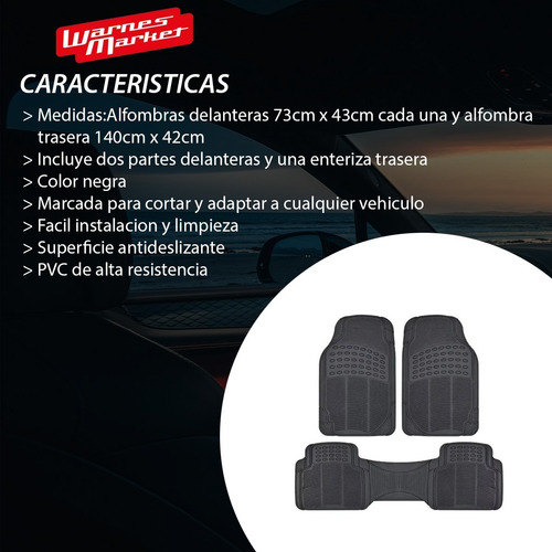 Imagen 2 de 8 de Juego Cubre Alfombras Goma Auto 4x4 Universal 3 Piezas Grues