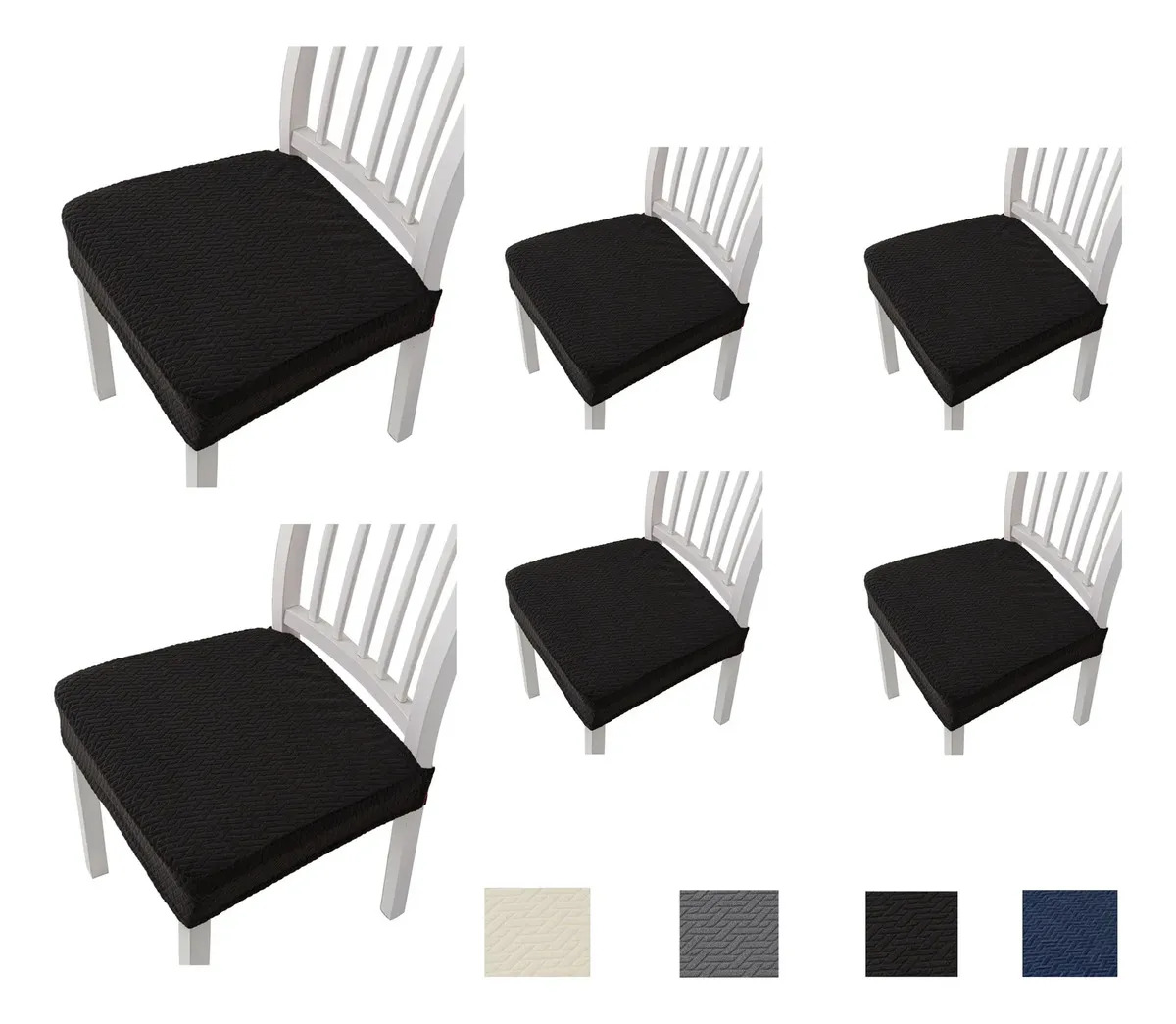 Fundas Elásticas para Sillas de Comedor Pack 6 Nuoqihai Negro Jacquard Lavables