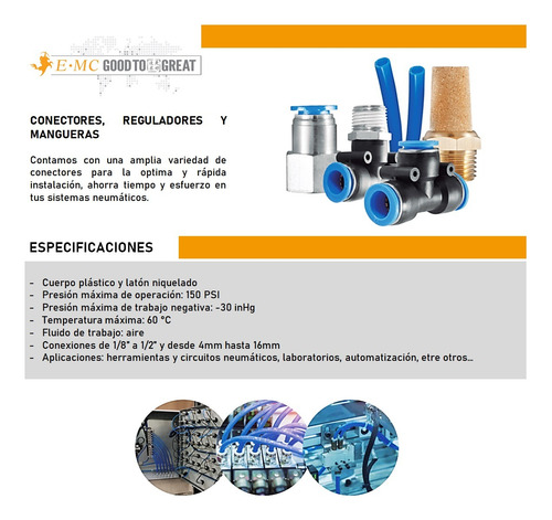 Conector Rapido Codo 90° 4mm Manguera - Maguera 5 Pzs