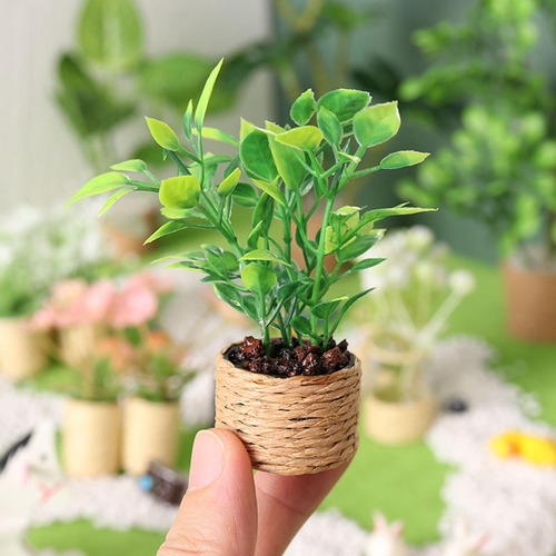 2 Artificial Mini Dollhouse Scene Bonsai Model Miniature