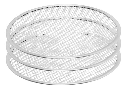 Kit 3 Telas Para Pizza 35cm Em Alumínio Redonda Resistente