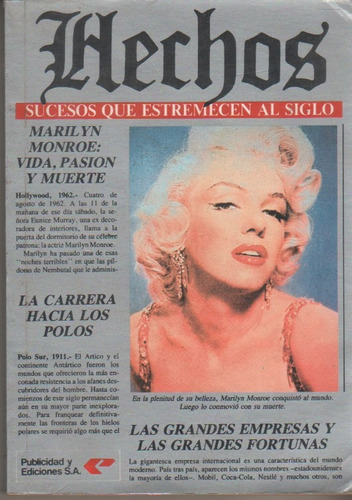 Revista * Hechos Del Siglo * Nº 3 Año 1987 - Marilyn Monroe