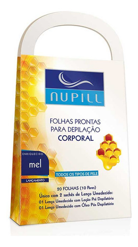 10cx Folhas Prontas Depilação Corporal Mel Nupill 20 Folhas