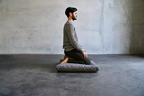 Zafu - Almohada de meditación de yoga con relleno de casco de trigo  sarraceno de EE. UU., algodón certificado