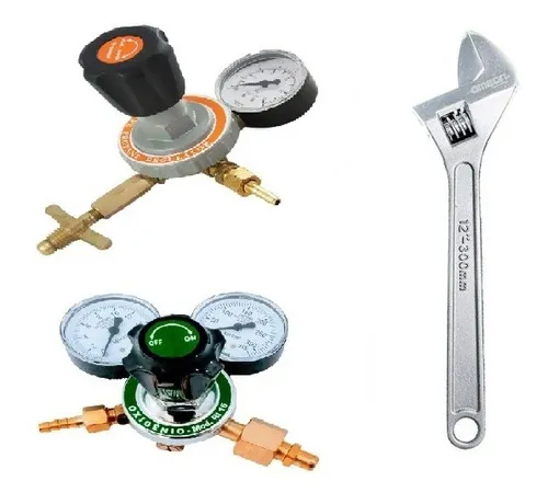 comprar  Manometro Oxigênio E Glp 13kg P13 E Chave Inglesa Regulavel