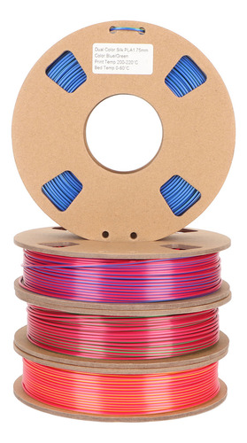 Filamento Bicolor De Seda, 4 Rollos, Pla, 1,75 Mm, Rojo, Oro