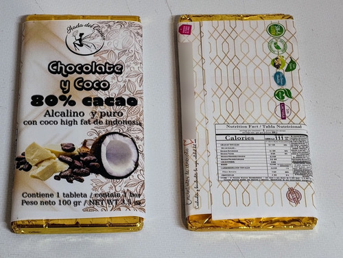 Chocolate (100gr) 80% Coco Sin Azucar Cacao Veg Keto Stevia