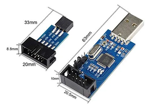 Paquete De 2 Unidades Usbasp Isp Programmer + Adaptador 10 P