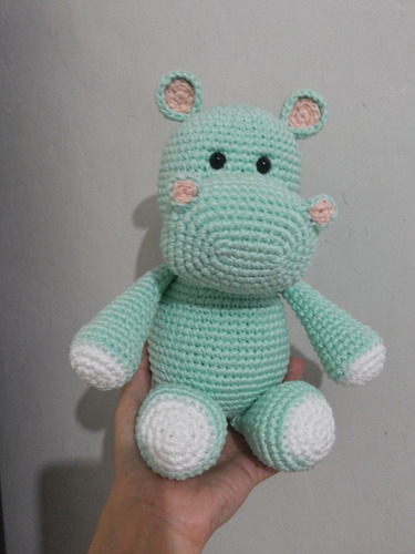 Imagem 2 de 10 de Amigurumi Hipopótamo Em Crochê Sob Encomenda