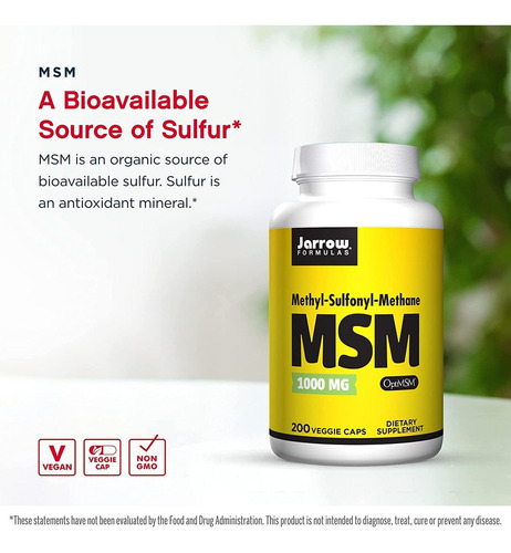 Imagem 3 de 8 de Msm 1000mg Methyl Sulfonyl Methane Enxofre Orgânico 200 Caps