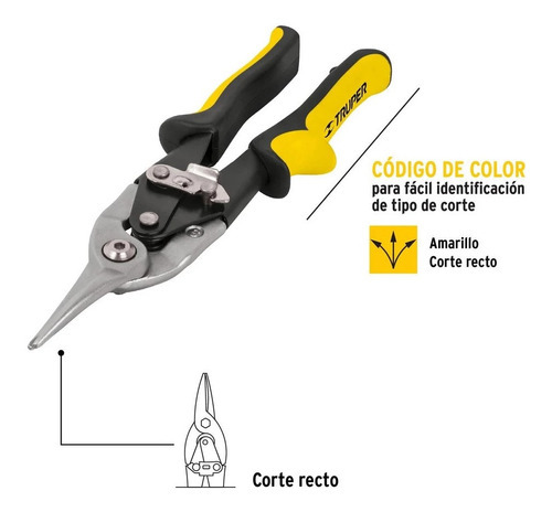 Tijera De Aviación 9 1/2'' Corte Recto Truper 18531 - Stg Color Amarillo