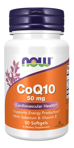 Coenzima Q10 Coq10 Now 50 Cápsulas Saúde Cardiovascular