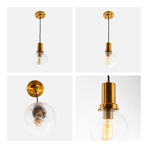Lumimexico 21319-9 Lámpara Colgante Vintage Bronce E27 1 Luz 40w