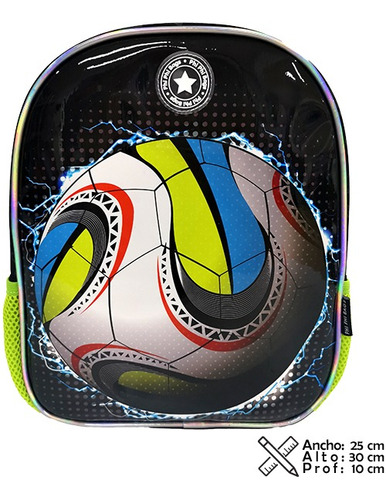 Mochila de espalda Phi Phi Bags Mochilas Escolares 102411 color negro diseño pelota de fútbol