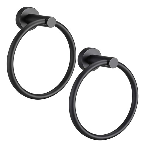 Pynsseu Anillo De Toalla Negro Mate Para Baño 2 Pack, Soport