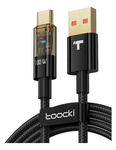 Cable Toocki Usb/tipo C 100w 6a Led Carga Rápida Huawei 1m