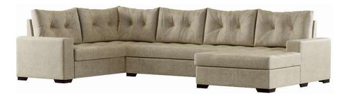Sofá De Canto 6 Lugares Com Chaise Direito Lyon Suede Ani... Cor Cinza