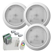Comprar Luces De Pileta Kit Completo 3 Luminarias Led 14,4w Rgb Vulcano Sumergibles + Transformador Doble Bobinado + Control Rf Tactil Touch + Pasamuros Listo Para Instalar En Piscinas Hormigon