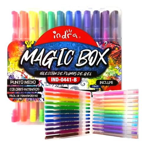 Plumas De Gel Neon -pastel, 24pz, Magic Box Ind-0441-indra Tinta Colores Pastel Y Neón