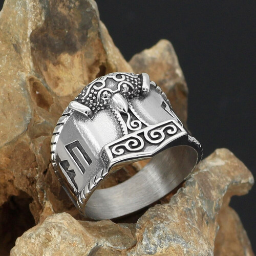 Imagen 5 de 6 de Anillo Valknut Vikingo Thor Nórdico Acero Inoxidable Hombre