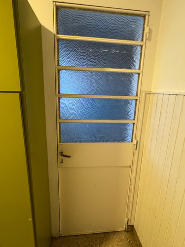 Puerta + Marco De Hierro Vidrio Antigua Muy Buen Estado Blanco (Usado)