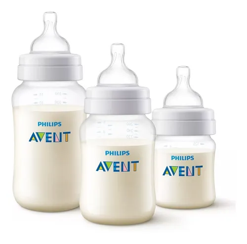 Set 3 Mamaderas Anticolic Philips Avent 125ml 260ml 330ml