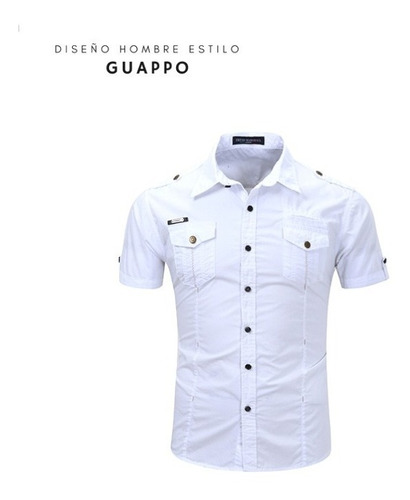 Camisa Algodón Hombre Manga Corta Color Blanca O Negra