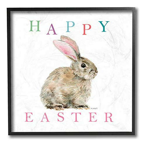 Stupell Industries Happy Easter Frase Con Woodland Bunny Rab