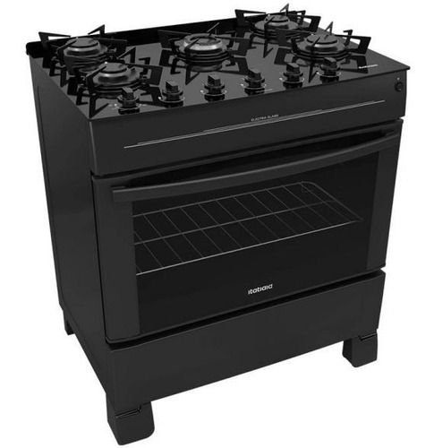 Cocina A Supergas Terhan 5 Hornallas Inox Vidrio Negro  180