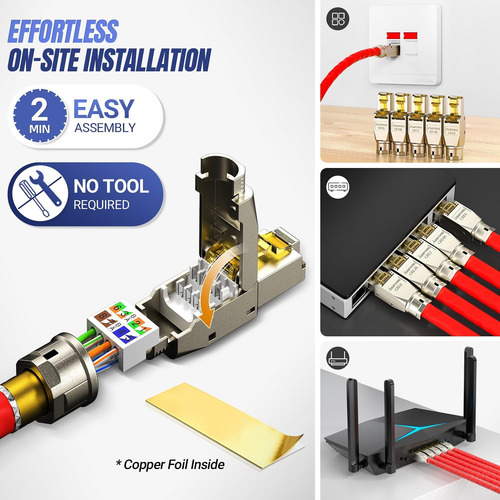 Conector Ampcom Stp Cat7 Rj45, Conector De Terminal Modular.