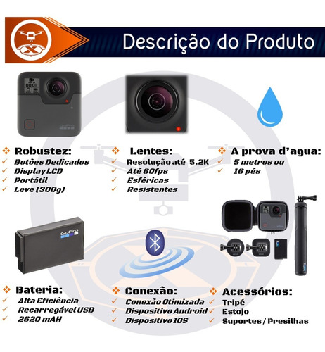 Câmera Filmadora Gopro Hero Fusion 360 + Tripé + Lacrado