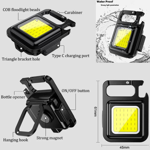 Lanterna Multifuncional Mini Glare Cob Chaveiro Pingente Luz
