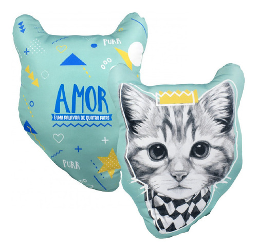 Almofada Purr Gato 35x27cm Cor Verde