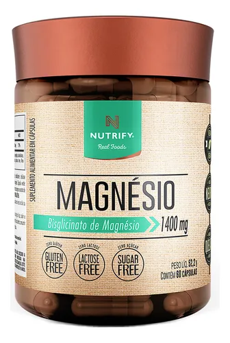 Nutrify Magnésio 1400mg - Suplemento Alimentar de Máxima Absorção - 60 Cápsulas