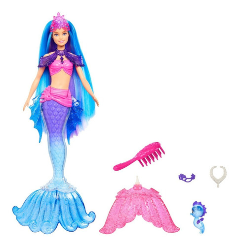 Barbie Muñeca Sirena Malibu Con Mascota Caballito De Mar 
