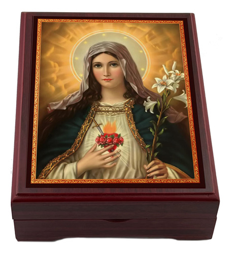 Needzo Caja De Rosario Con Forma De Corazón De María, Cor.