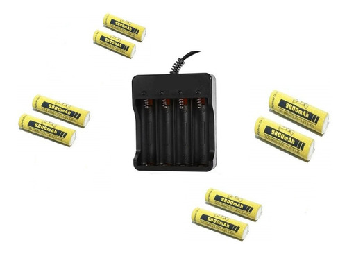 Imagem 1 de 1 de Kit Carregador + 8 Baterias 18650 3,7/4,2v 9800mah Jyx