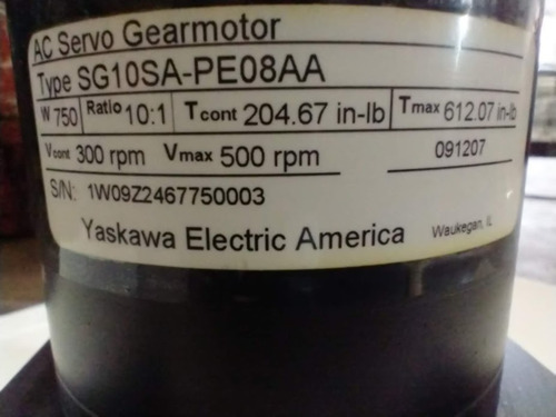 Yaskawa Servo Motor 750w Sg10sa-pe08a1 (Usado)